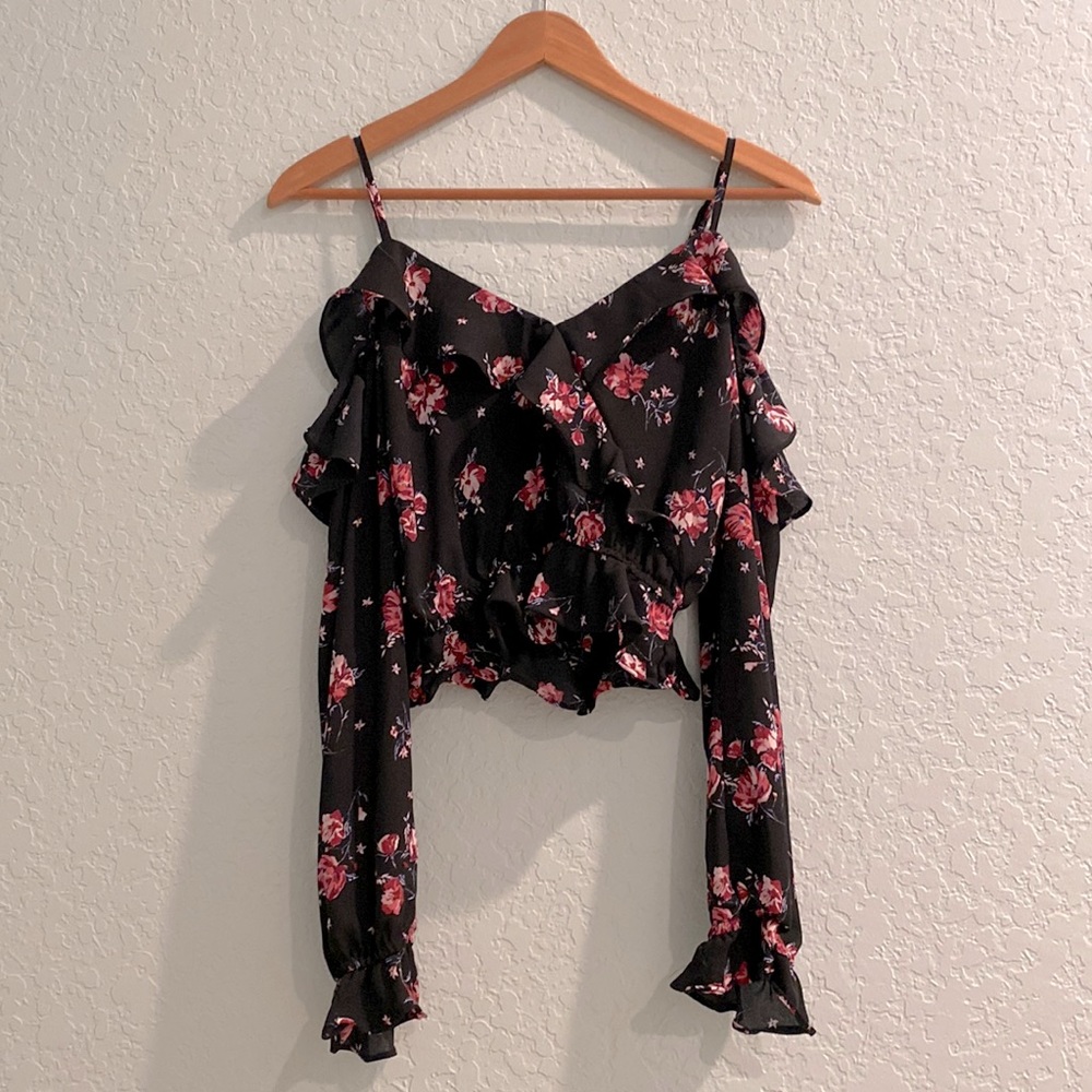 ‘Divided’ Black Floral Blouse - Size 6